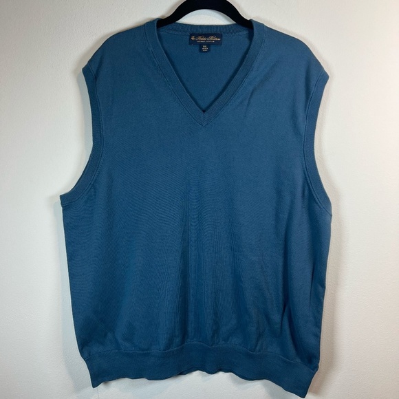 Brooks Brothers Men's Supima Cotton Sweater Vest Blue V-Neck Pullover Preppy XXL - Picture 1 of 10